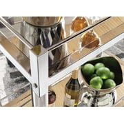 Signature Design by Ashley Casual Chaseton Bar Cart Clear/Silver Finish