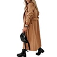 thumbnail image 2 of Autumn Winter Womens Classic Coat Lapel Collar Open Front Belted Long Jacket, 2 of 5