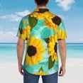thumbnail image 3 of Lsque Sunflowers With Green Leaves pattern Hawaiian Shirt for Men, Unisex Summer Beach Casual Short Sleeve Button Down Shirts-3X-Large, 3 of 9