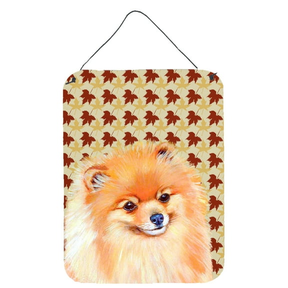 Pomeranian Fall Leaves Portrait Wall or Door Hanging Prints