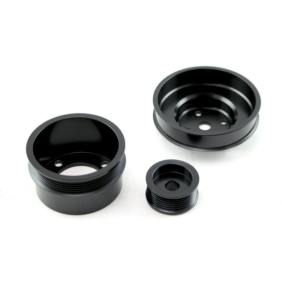 Speedmaster PCE415.1022 1979-1993 Compatible with Ford 5.0L Steel Serpentine 20% Underdrive Pulley Set Black