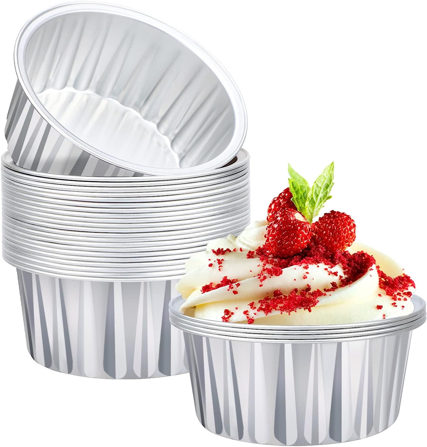 Aluminum Ramekins Disposable, 25pcs 5oz Aluminum Foil Baking Cups