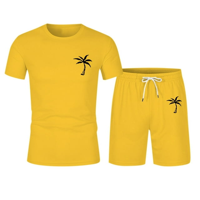 SHIXIAOO Survêtement d'Été 2025 pour Homme Grande Taille Manches Courtes Col Rond Ensemble Athlétique Décontracté à Blocs de Couleur Taille à Cordon Ensemble de Survêtement Veste pour Homme Robe Complet Smoking Veste de Smoking Pingouin pour Homme Laine pour Homme