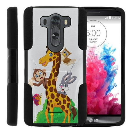 - LG V10 and LG G4 Pro STRIKE IMPACT Dual Layer Shock Absorbing Case with Built-In Kickstand - Cartoon Giraffe