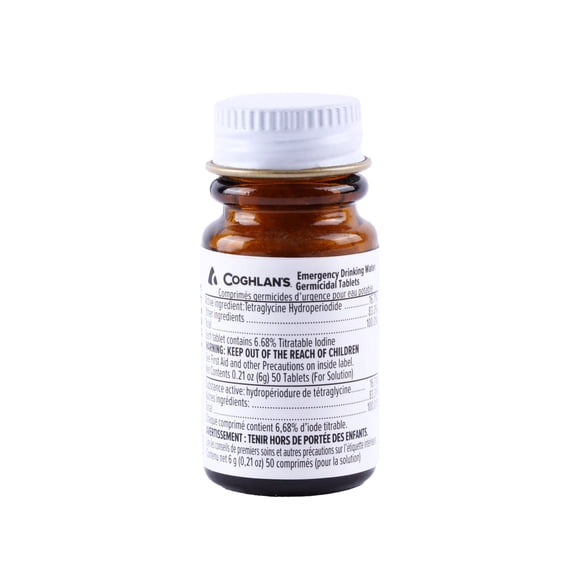 Comprimés Germicides d’eau potable de Coghlan, 50 comprimés — Purification d’urgence pour le camping et la randonnée - Clear