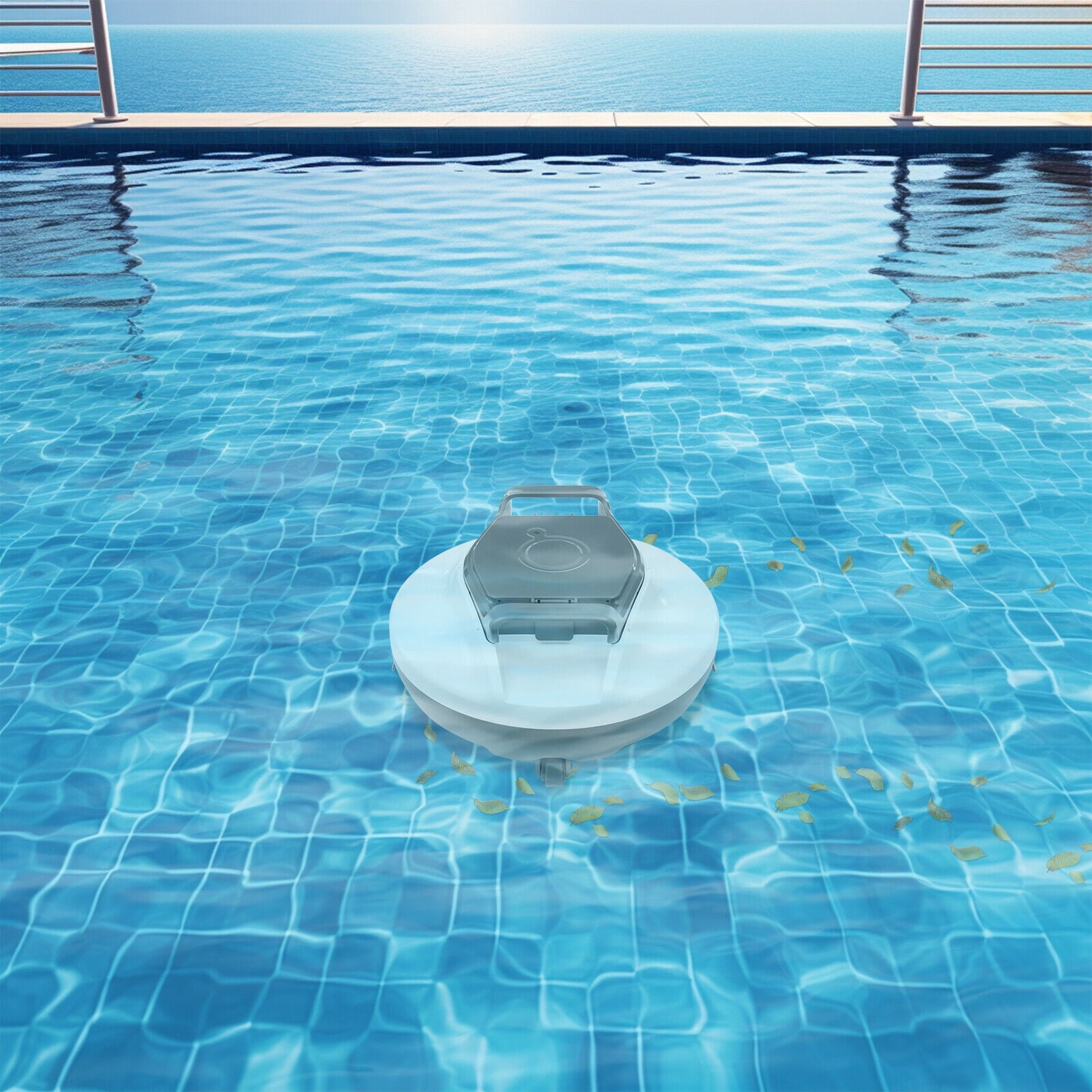 Cordless Pool Cleaner - Powerful Dual Copper Motor, 90 Min Runtime, IPX8 Waterproof for Pools up to 80㎡ (Grey/White, 40W, US Plug)