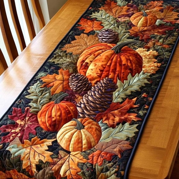 Autumn Spell Quilted Table Runner Seasonal Dining Room Decor | Available in Halloween, Thanksgiving, And Christmas Styles to Elegantly Dress Your Dining Table for Festive Holiday Meals