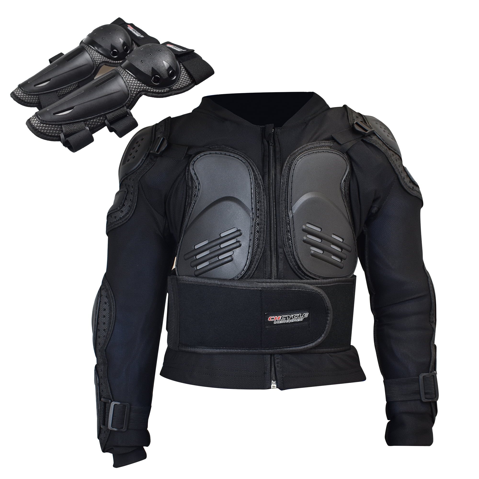 US Motorcycle Vest Chest Back Street Dirt Bike Body Armor Knee Elbow Pads Guard 