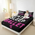 thumbnail image 4 of Feelyou Eat Sleep Ballet Queen Sheet Sets for Girls, Princess Pink Ballet Shoes Flat Sheet, Cartoon Sports Style Queen Fitted Sheet, Microfiber Bedroom Decor, 4pcs, 4 of 7