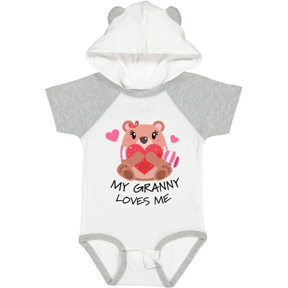 Inktastic My Granny Loves Me Bear and Hearts Boys or Girls Baby Bodysuit