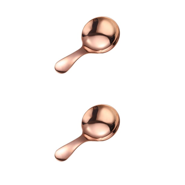 Bearachild Cuchara de acero inoxidable Cabeza redonda Mango corto brillante Azúcar Sal Pudín Postre Helado Cucharadita Cubiertos Vajilla Type6 NO6