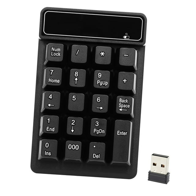 Yeacher 2.4Ghz Wireless Numeric Keypad Mechanical Feel Number Pad Keyboard 19 Keys w/ USB Receiver Water-proof for Laptop Desktop PC Notebook Black
