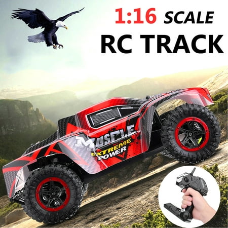 MECO 1/16 RC Truck 2.4Ghz 2WD High Speed Off-road Car Short Course Truck Red Christmas Kid Toy Birthday Gift Good Crash (Best 2wd Short Course Rc Truck 2019)