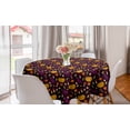 thumbnail image 1 of Autumn Round Tablecloth, Pumpkin Acorn Mushroom Seasonal Vegetable Veggies Tree Leafs Composition, Circle Table Cloth Cover for Dining Room Kitchen Decor, 60", Dark Maroon Marigold, by Ambesonne, 1 of 1