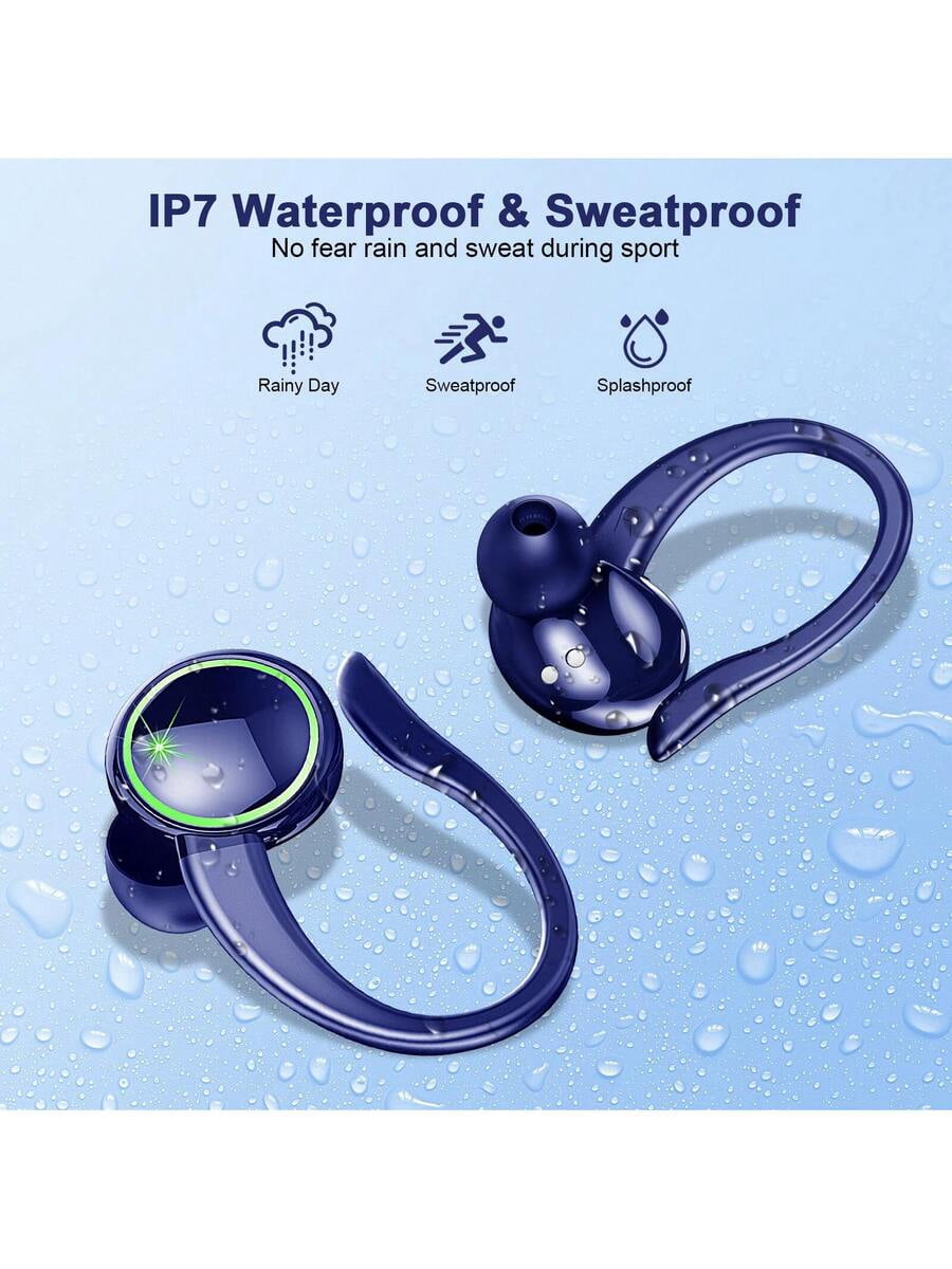 Bluetooth 5.4 Wireless Earbuds, 50H+ Playtime, ENC Noise Cancelling with 4 Mics, IPX7 Waterproof Sport Earphones with Earhooks for Running Gym