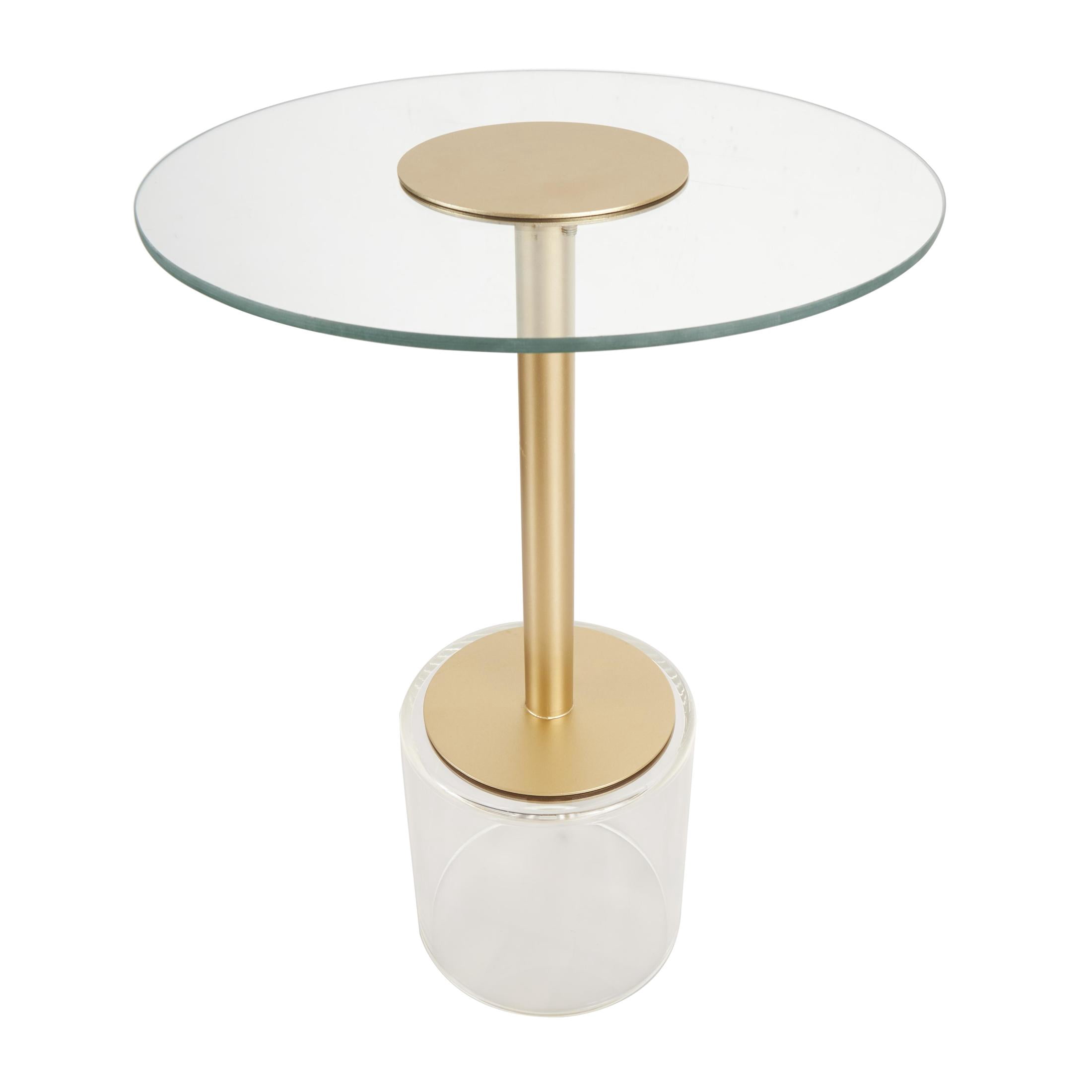 DecMode 16" x 22" Clear Acrylic Plastic Accent Table with Elevated Base and Gold Stand, 1-Piece