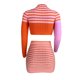 thumbnail image 4 of VISgogo Traje de Ocio de Punto para Mujer, Conjunto de Media Falda de Manga Larga con Cuello Redondo a Rayas a Juego de Color para Mujer VISgogo moda, 4 of 9