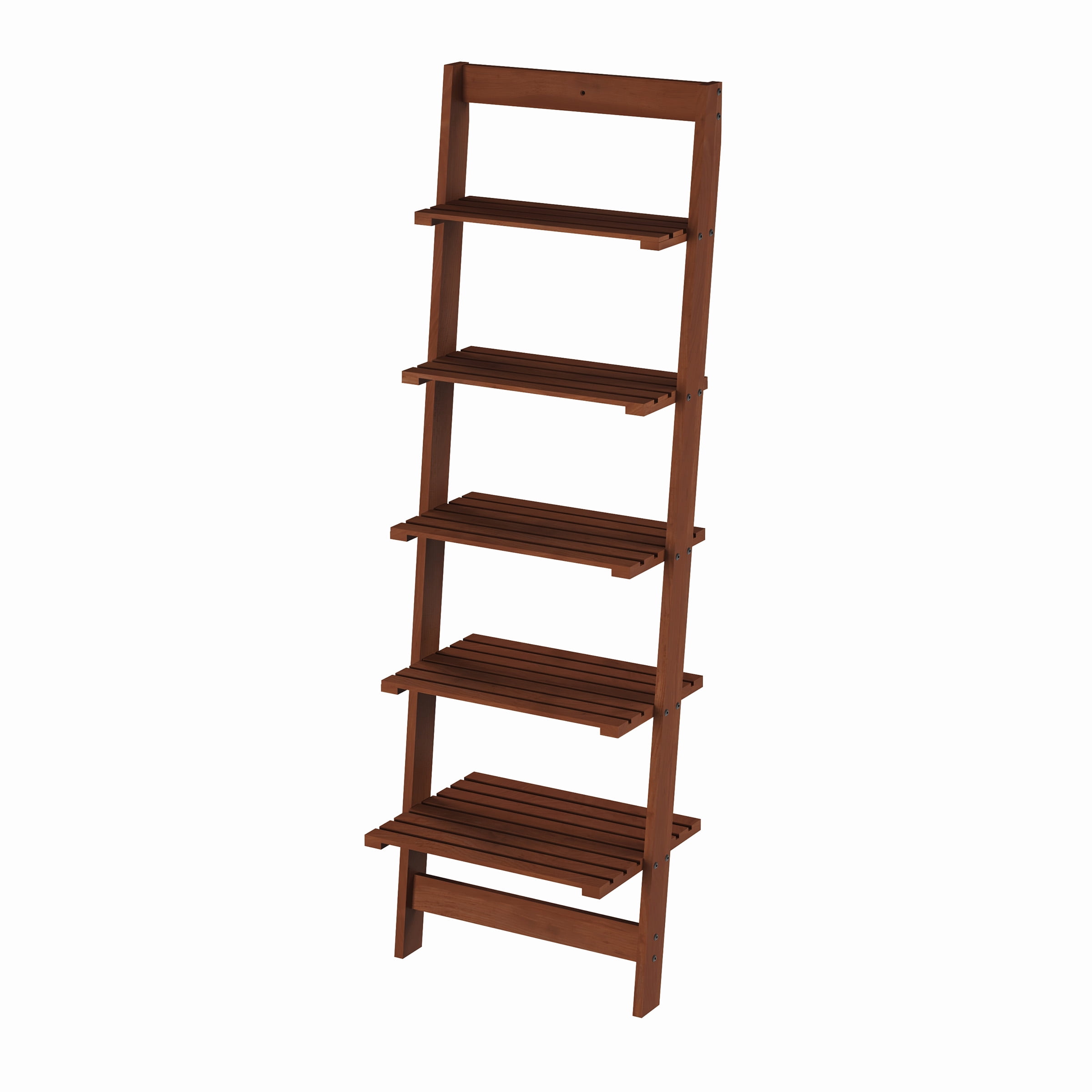 Lavish Home 5 Tier Bookshelf Leaning Ladder Shelf for Display