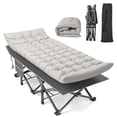 thumbnail image 1 of Suteck Cuna de camping, 32 pulgadas XXL plegable Cuna de camping Cama de dormir resistente para adultos 1200D Cunas Oxford de doble capa para acampar con colchón de almohada Bolsa de transporte para e, 1 of 5