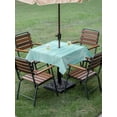 thumbnail image 4 of Outdoor Tablecloths with Umbrella Hole & Zipper, Turquoise 54x54 Inch Square Tablecloths, Modern Abstract Art Ombre Striped Waterproof Table Cloth, Patio/Pool/Picnic Table Covers, 4 of 8