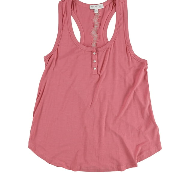 P.J. Salvage Womens Lace Pajama Sleep Tank Top, Pink, Medium