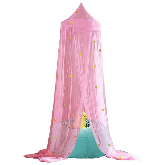 Canopy for Girls Bed, with Glowing Stars - Canopy Bed Curtains Princess Room Decor, Ceiling Net to Cover, 60*250*1200cm - red