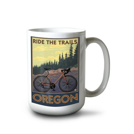 

15 fl oz Ceramic Mug Oregon Mountain Bike (trail) Dishwasher & Microwave Safe