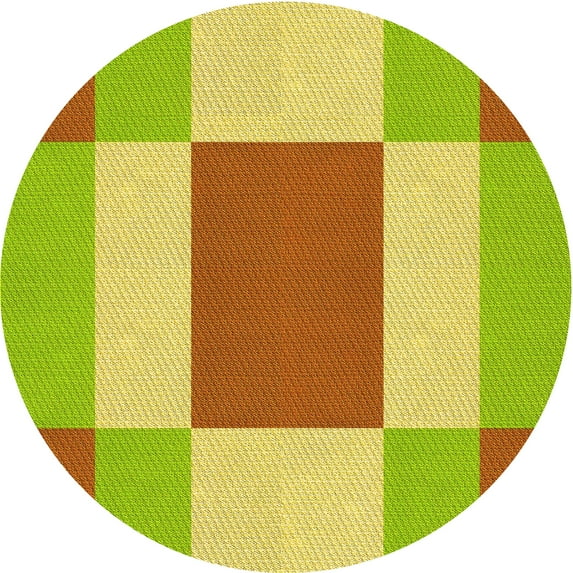 Ahgly Company Machine Washable Indoor Round Transitional Chameleon Green Area Rugs, 7' Round
