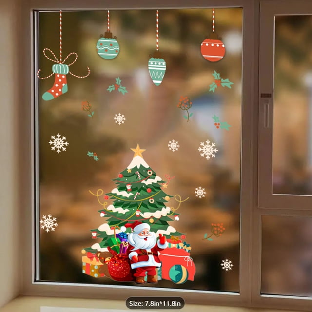 Xihbxyly Ofertas de Tadays Regalos de Árboles de Navidad, Calcetines, Pegatinas, Pegatinas de Vidrio para Navidad, Pegatinas Decopos de Nieve