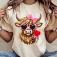 thumbnail image 2 of Highland Cow Faux-Yarn Valentine T-Shirt, Cute Knit Coquette Tee, 2 of 10