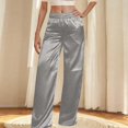 thumbnail image 5 of Palazzo Pants for Women Hontri Loose Lounge Pants Women's Satin Pajama Pants Wide Leg Sweatpants Elastic Waist Summer Casual Sports Trousers with Pockets, 5 of 9
