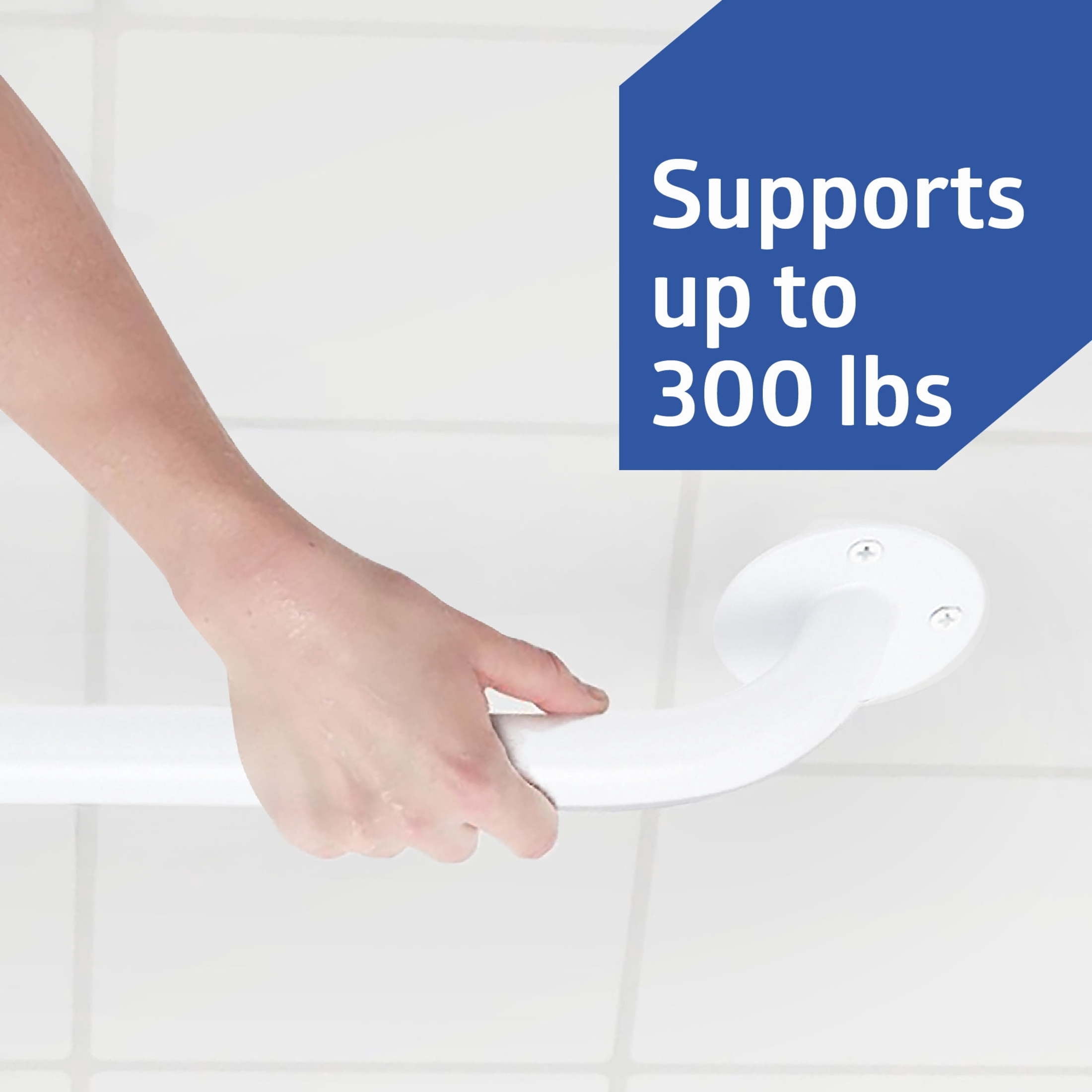 Medline White 16" Grab Bar for Shower & Tub, 300 lb. Weight Capacity