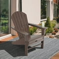 thumbnail image 6 of Aimee Lii Patio HDPE Adirondack Chair with Retractable Ottoman, Outdoor Patio Furniture for Balcony Porch Backyard, Sturdy -Brown, 6 of 10