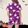 thumbnail image 5 of LRen Teens 2‑Piece Halloween Pajama Set, Ghost and Pumpkin Graphic Satin Short Sleeve Button Up Shirt Elastic Waist Shorts Pjs Sleepwear, 5 of 5