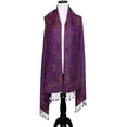 thumbnail image 4 of Paisley Jacquard Scarf Womens Fashion Shawl Long Soft Accent Wrap, Purple/Multi, 4 of 4