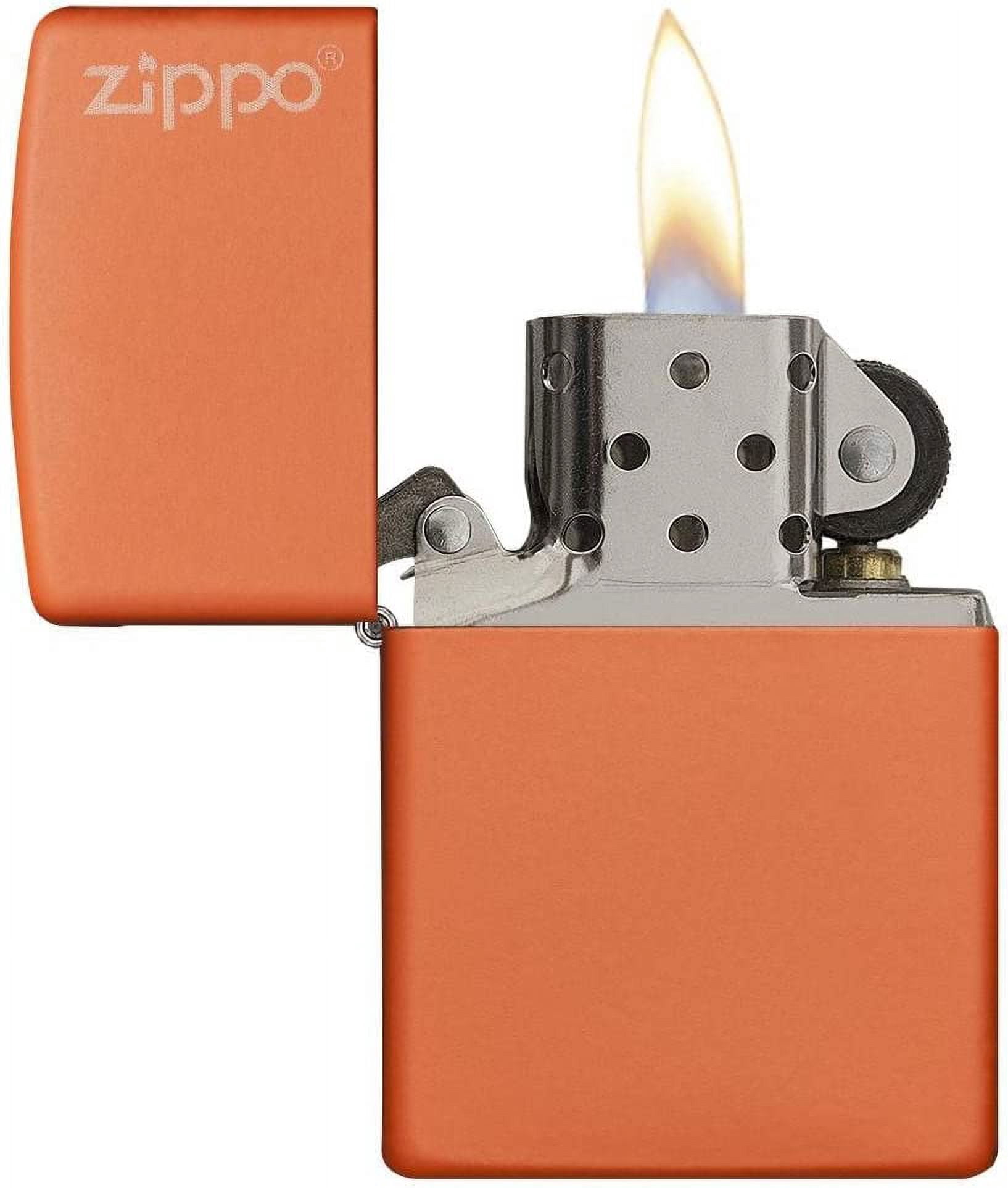 Zippo Lighter - Personalized Message Engraved on Backside Customized Orange Matte with Logo Windproof Lighter #231ZL