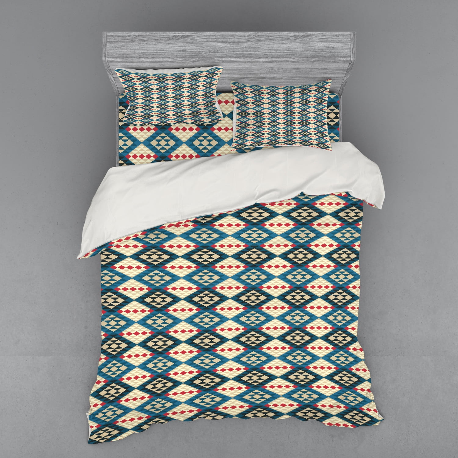 Ethnic Duvet Cover Set, Braided Carpet Inspired View Mosaic Art Design