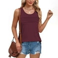 thumbnail image 5 of XIAfhje Ladies Tops Summer Vest Tops Pleated Sleeveless Tank Solid Color Vest Plain Basic Tank Top Crewneck Shirts Casual Loose Fit Blouse Tunic T Shirts Blouse, 5 of 9