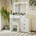 thumbnail image 3 of Barara King Vanity Table,Makeup Dressing Table,White Color Adjustable Dressing Table with 4 Drawers, 3 of 6