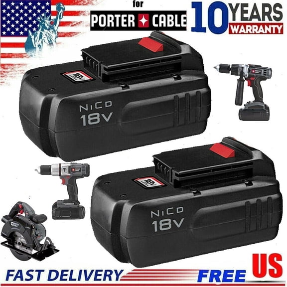 2PACK For Porter Cable PC18B 18Volt NiCd PC186CS Battery PCC489N PCC489N PC188