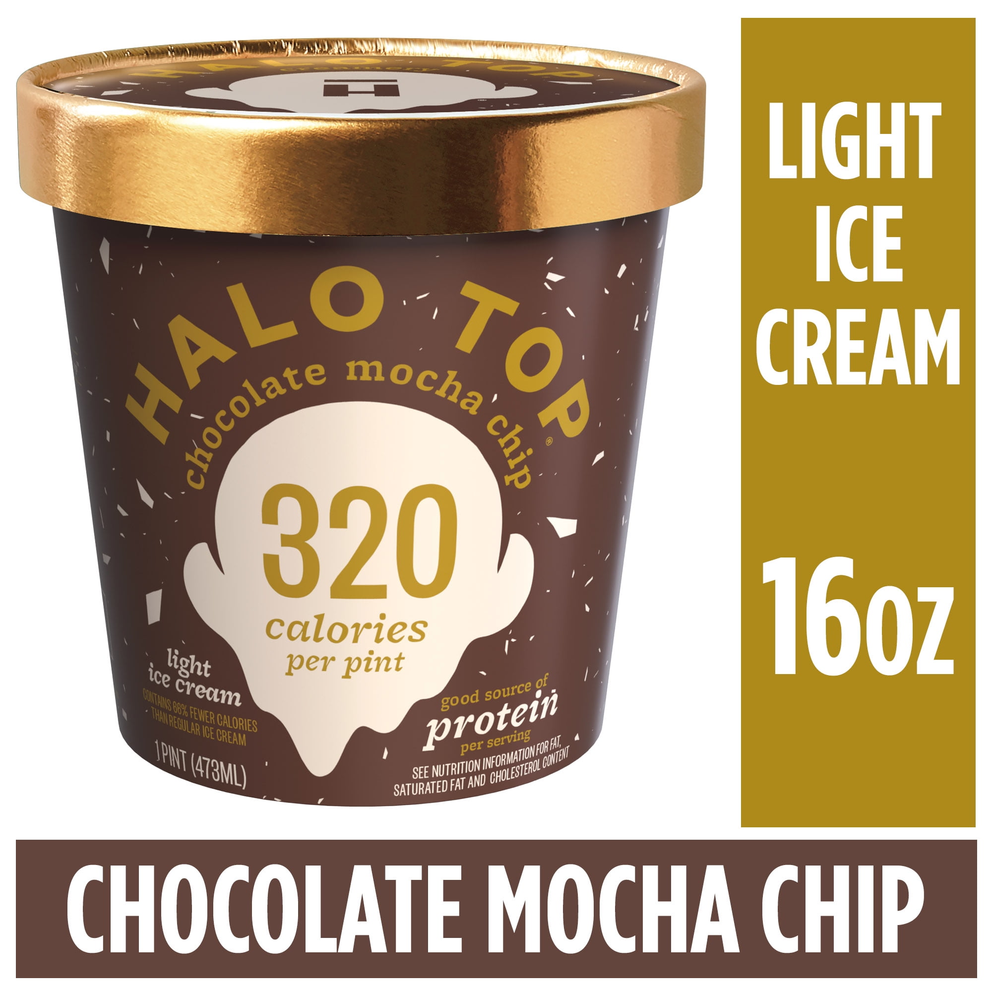 Halo Top Chocolate Mocha Chip Light Ice Cream Pint, 16 fl oz - Walmart - How To Get Chocolate Ice Cream Out Of Clothes