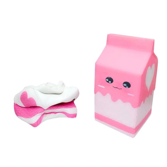 Squishy Stress Toy with Slow Rising Milk Carton Design, 4.7 Inches, Pink Pu Foam, for Kids, Relaxation Toy