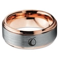 thumbnail image 2 of Tungsten Take Off Space Ship Rocketship Band Ring 8mm Men Women Comfort Fit 18k Rose Gold Step Bevel Edge Brushed Polished, 2 of 4