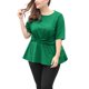 thumbnail image 1 of Mujer TalExtMangas Cortas Frente Nudo retorcido Peplo Top Verde XL, 1 of 5