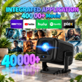 Projector Keystone Mini Projector, Black1, 1080p FHD, Portable with WiFi6, 180° Auto ...
