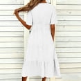 thumbnail image 6 of Admvng Womens Dress Tiered Solid V Neck Short Sleeve Casual Spring and Summer Comfy Dresses, 6 of 6