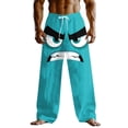 thumbnail image 3 of BRGZLK Men's Baggy Pants Wide Leg Funny Meme Elastic Waist Drawstring Beach Pants Novelty Graphic Vacation Wide Leg Trouser with Pocket, 3 of 3