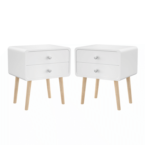 YEAR COLOR Nightstand set of 2 Round Corner Bedside Table with