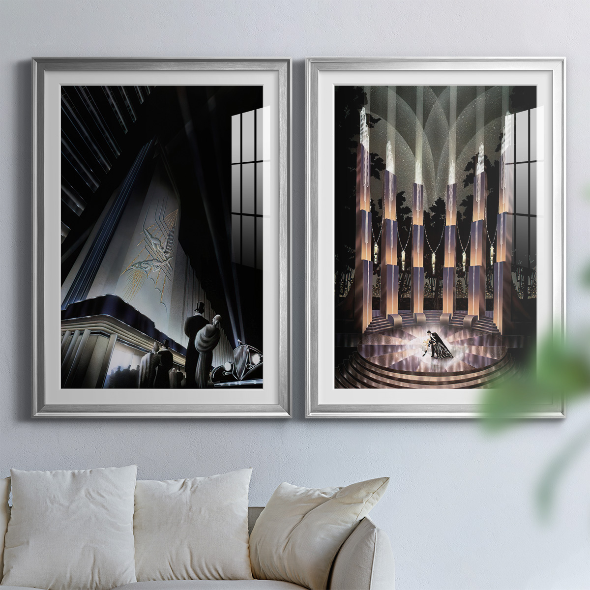 Wexford Home Nocturne Premium Framed Print, 26.5" x 36.5" - Ready to Hang, Silver (Set of 2)