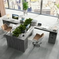 thumbnail image 4 of Costway L-Shaped Corner Computer Desk Writing Table Study Workstation with Drawers Storage, 4 of 10
